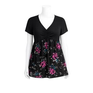 Torrid Women’s Babydoll Knit V-Neck Floral Top Plus - Size 3X